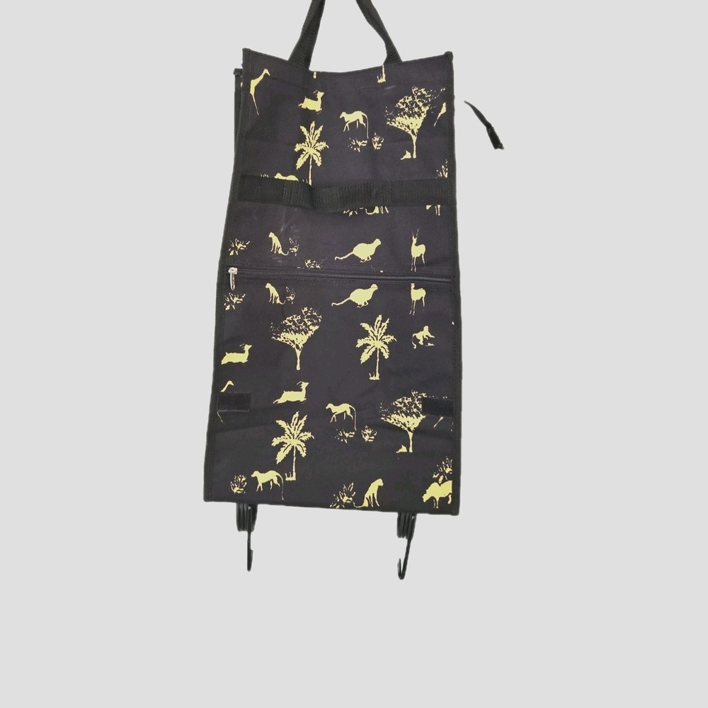 American Rolling Foldable Travel Shopping Tote Bag Folding Wheels Hook‎ Stand
